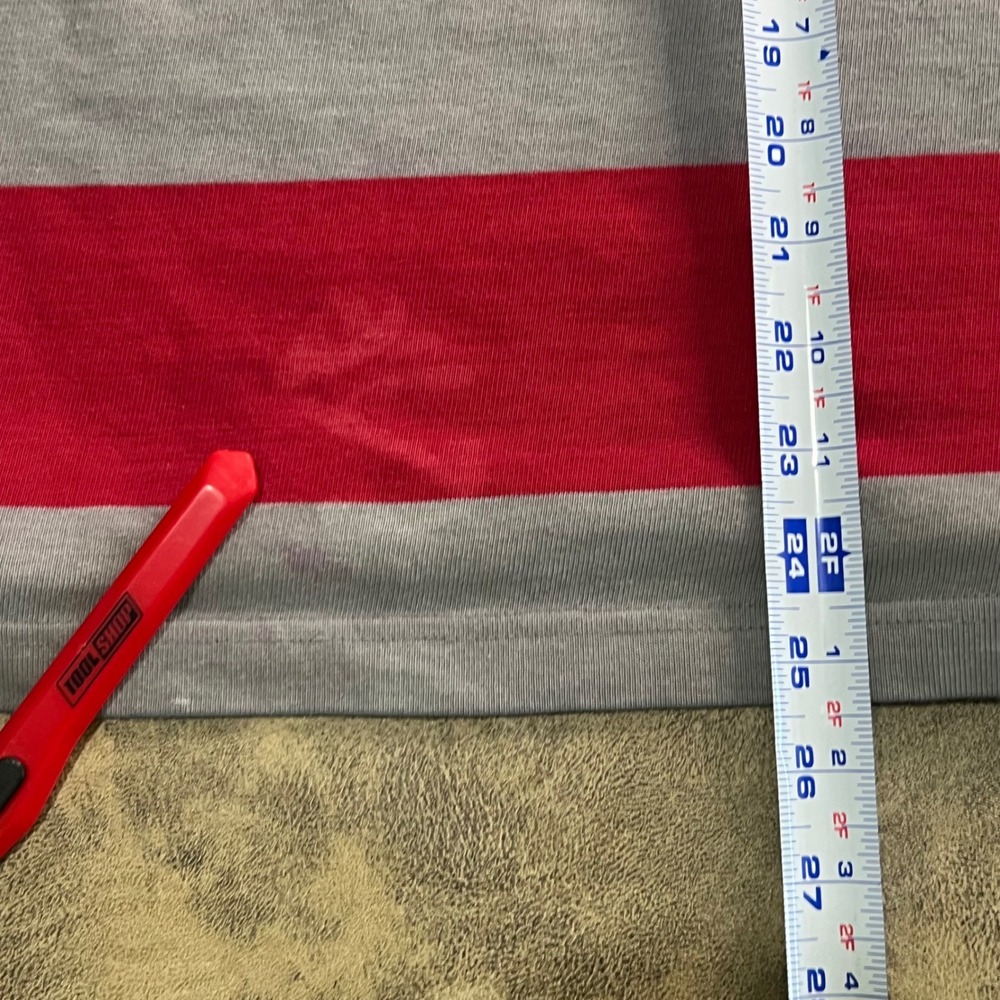 Steeplechase Rugby Polo Shirt Mens XL Red Grey Striped Long Sleeve Cotton VTG - Picture 8 of 9